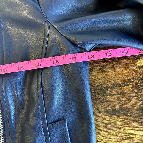 INC Navy Faux Leather Jacket SZ XS NWOT - Picture 7 of 9